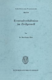 book Eventualverhältnisse im Zivilprozeß