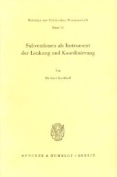 book Subventionen als Instrument der Lenkung und Koordinierung