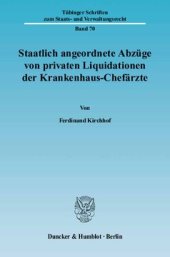 book Staatlich angeordnete Abzüge von privaten Liquidationen der Krankenhaus-Chefärzte