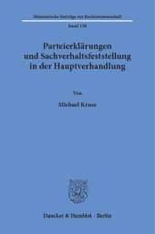 book Parteierklärungen und Sachverhaltsfeststellung in der Hauptverhandlung