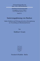 book Sanierungsplanung von Banken: Inhalt, Funktion und Wirkung präventiver Krisenplanung zur Vermeidung von Bankeninsolvenzen