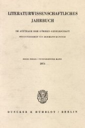 book Literaturwissenschaftliches Jahrbuch: 15. Band (1974)