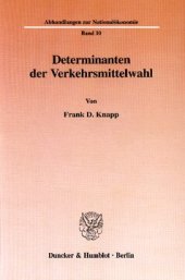 book Determinanten der Verkehrsmittelwahl