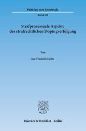 book Strafprozessuale Aspekte der strafrechtlichen Dopingverfolgung