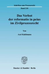 book Das Verbot der reformatio in peius im Zivilprozessrecht