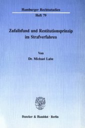 book Zufallsfund und Restitutionsprinzip im Strafverfahren