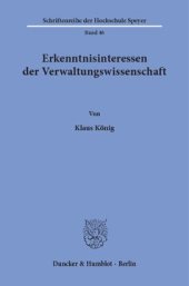 book Erkenntnisinteressen der Verwaltungswissenschaft