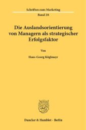 book Die Auslandsorientierung von Managern als strategischer Erfolgsfaktor