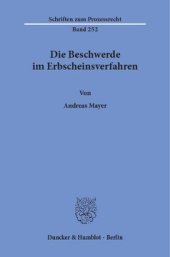 book Die Beschwerde im Erbscheinsverfahren