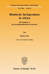 book Römische Jurisprudenz in Africa: mit Studien zu den pseudopaulinischen Sentenzen