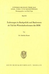 book Änderungen in Bankpolitik und Bankwesen als Teil der Wirtschaftsreformen der DDR