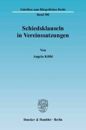 book Schiedsklauseln in Vereinssatzungen