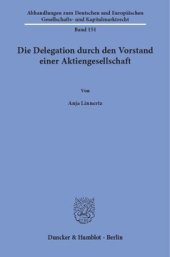 book Die Delegation durch den Vorstand einer Aktiengesellschaft