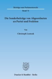 book Die Sonderbeiträge von Abgeordneten an Partei und Fraktion