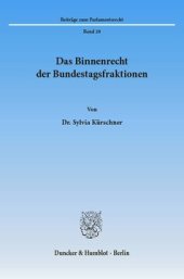 book Das Binnenrecht der Bundestagsfraktionen