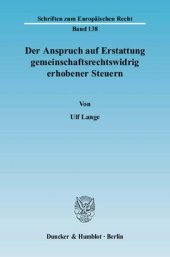 book Der Anspruch auf Erstattung gemeinschaftsrechtswidrig erhobener Steuern