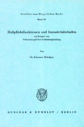 book Haftpflichtfunktionen und Immaterialschaden am Beispiel von Schmerzensgeld bei Gefährdungshaftung