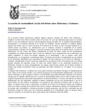 book La nocion de racionalidad a la luz del debate entre Gadamer y Habermas, Actas de las VII Jornadas de Investigacion del Departamento de filosofia,  en linea, FHCE-UNLP, 2009