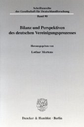 book Bilanz und Perspektiven des deutschen Vereinigungsprozesses