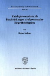 book Katalogtatensysteme als Beschränkungen strafprozessualer Eingriffsbefugnisse