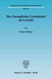 book Der Europäische Gerichtshof als Gericht