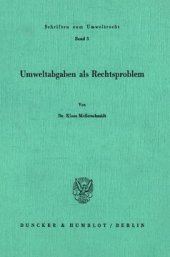 book Umweltabgaben als Rechtsproblem