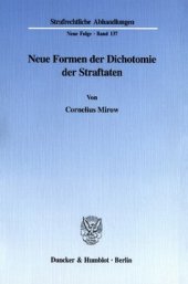 book Neue Formen der Dichotomie der Straftaten