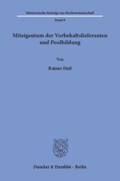 book Miteigentum der Vorbehaltslieferanten und Poolbildung