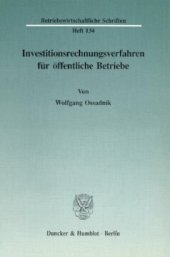 book Investitionsrechnungsverfahren für öffentliche Betriebe