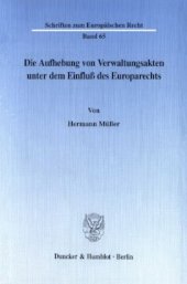 book Die Aufhebung von Verwaltungsakten unter dem Einfluß des Europarechts