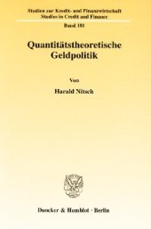 book Quantitätstheoretische Geldpolitik