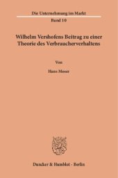 book Wilhelm Vershofens Beitrag zu einer Theorie des Verbraucherverhaltens