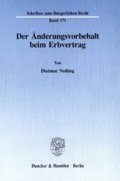 book Der Änderungsvorbehalt beim Erbvertrag