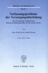 book Verfassungsprobleme der Versorgungsüberleitung: Zur Erstreckung westdeutschen Rentenversicherungsrechts auf die neuen Länder