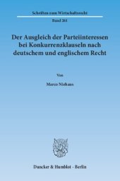 book Der Ausgleich der Parteiinteressen bei Konkurrenzklauseln nach deutschem und englischem Recht