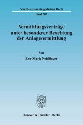 book Vermittlungsverträge unter besonderer Beachtung der Anlagevermittlung