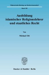 book Ausbildung islamischer Religionslehrer und staatliches Recht