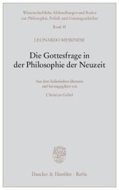 book Die Gottesfrage in der Philosophie der Neuzeit: Aus dem Italienischen übersetzt und herausgegeben von Christian Göbel