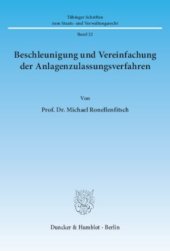 book Beschleunigung und Vereinfachung der Anlagenzulassungsverfahren