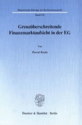 book Grenzüberschreitende Finanzmarktaufsicht in der EG