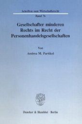 book Gesellschafter minderen Rechts im Recht der Personenhandelsgesellschaften