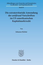 book Die extraterritoriale Anwendung der antifraud-Vorschriften im US-amerikanischen Kapitalmarktrecht