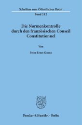 book Die Normenkontrolle durch den französischen Conseil Constitutionnel