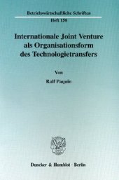 book Internationale Joint Venture als Organisationsform des Technologietransfers