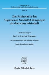 book Das Kaufrecht in den Allgemeinen Geschäftsbedingungen der deutschen Wirtschaft