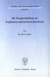 book Die Prospekthaftung im Englischen und im Deutschen Recht