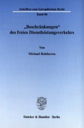 book »Beschränkungen« des freien Dienstleistungsverkehrs