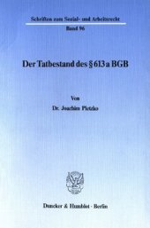 book Der Tatbestand des § 613 a BGB