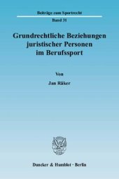 book Grundrechtliche Beziehungen juristischer Personen im Berufssport