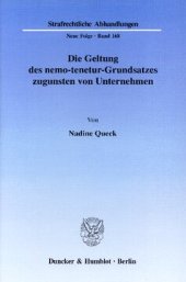 book Die Geltung des nemo-tenetur-Grundsatzes zugunsten von Unternehmen